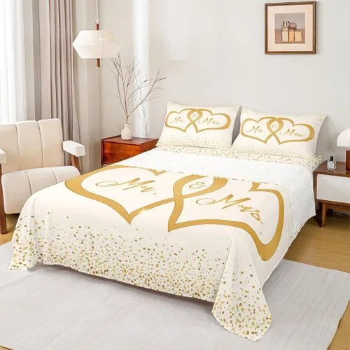 Miniatura 13 de Dog Side My Side - Juego de sábanas de tamaño Queen, color negro y blanco, sábana bajera ajustable para mujeres y hombres, sábanas románticas