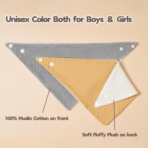 Miniatura 6 de Susurration Baberos de muselina para bebé, paquete de 6 baberos tipo bandana ajustables y suaves en forma triangular para bebés unisex, niñas y niños