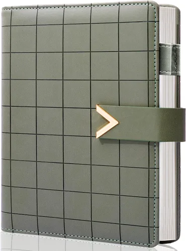 CAGIE Carpeta A5 con 6 anillas rellenable, cuaderno de cuero encuadernado en espiral para planificador de negocios, organizador personal, cuadernos