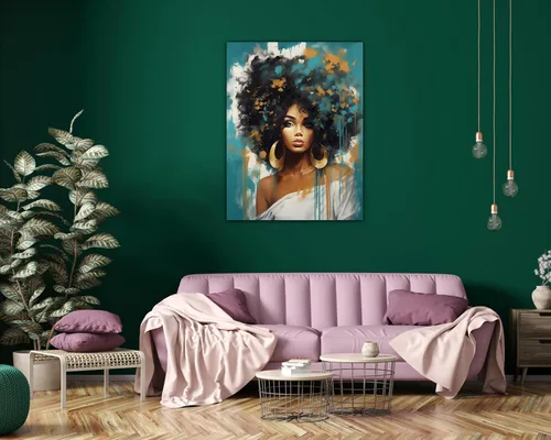 Miniatura 68 de Arte de pared afroamericano, decoración de rey y reina bailarín negro para sala de estar, arte de pareja de amor negro para dormitorio, lienzo