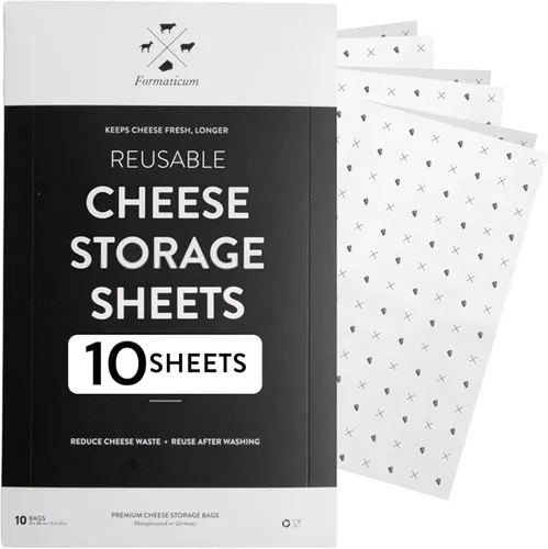 Miniatura 9 de Formaticum - Juego de 10 bolsas reutilizables para almacenamiento de queso Tamaño 5" x 11" Bolsa de almacenamiento de queso de grado profesional
