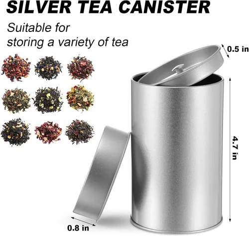 Miniatura 3 de Zopeal 6 Pack Tea Tin Canister with Airtight Double Lids 12 oz Can Box Canister for Loose Leaf Tea Storage Bag Container Portable Small Kitchen for