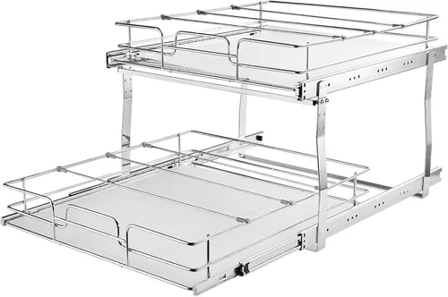 Miniatura 9 de VEVOR Organizador de gabinete extraíble de 2 niveles de 15.7 pulgadas de ancho x 21 pulgadas de profundidad x 3.2 pulgadas de alto, estantes