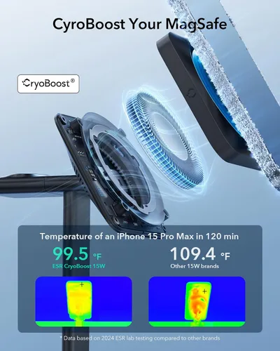Miniatura 4 de ESR para soporte de cargador MagSafe, estación de carga 3 en 1 con CryoBoost, carga inalámbrica con enfriamiento de teléfono, soporte MagSafe