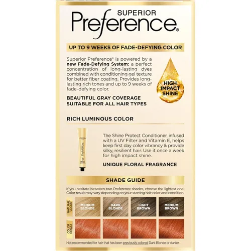 Miniatura 76 de L'Oreal Paris Superior Preference - Tinte permanente luminoso que desafía la decoloración, tinte para el cabello hasta 9 semanas de resplandor, 09