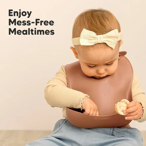 Miniatura 9 de KeaBabies Paquete de 2 baberos de silicona para bebés, niñas y niños, baberos resistentes de grado alimenticio para comer, atrapa alimentos grandes