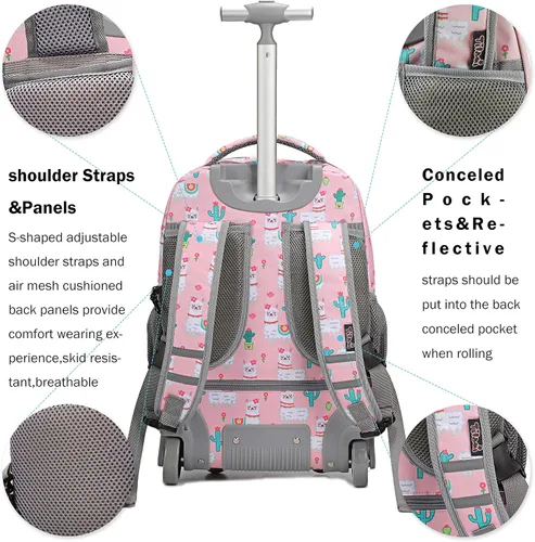 Miniatura 7 de Tilami Mochila con ruedas, mochila para laptop de 19 pulgadas con ruedas y lonchera