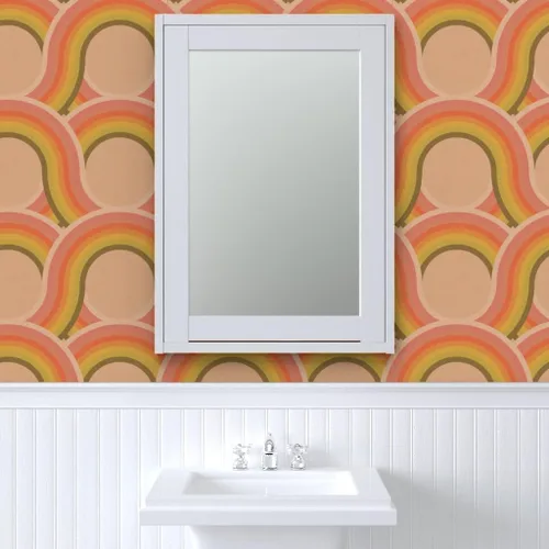 Miniatura 9 de Papel tapiz para despegar y pegar, papel tapiz retro texturizado vintage geométrico 70S 1960S personalizado extraíble Spoonflower
