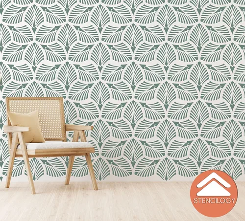 Miniatura 5 de STENCILOGY® / Danubio - Plantilla de pared XL de 23 "x 38", hoja de palma, plantillas de pared grandes para pintura, plantilla de pared floral grande