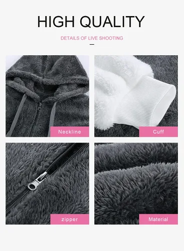 Miniatura 5 de Dokotoo - Sudadera con capucha para mujer, mullida, abrigada, informal, holgada, con bolsillos, ropa de exterior, tallas S-XXL