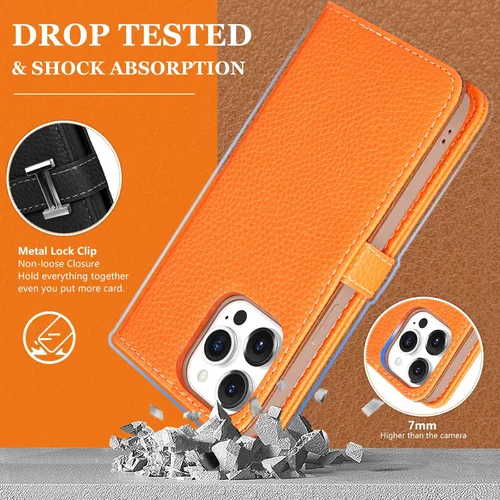 Miniatura 5 de Funermei Funda tipo cartera para iPhone 14 Pro Max para mujer, diseño de folio, fundas de lujo con tarjetero y soporte para tarjeta de crédito