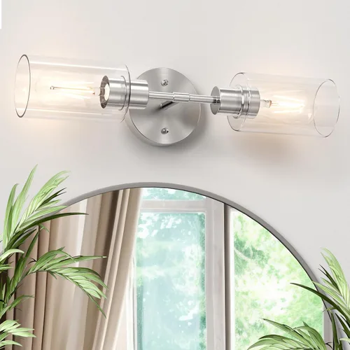 Miniatura 8 de Accesorios de Iluminación de Baño 2 Luces Níquel Cepillado, Luces de Tocador de Baño Sobre Espejo, Apliques de Pared de Iluminación de Baño, Luz