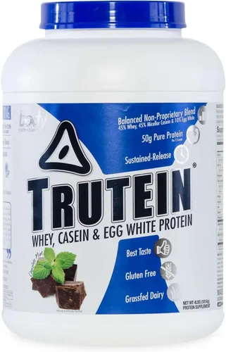 Miniatura 18 de Body Nutrition Trutein Polvo de Proteína Alto: 45% Suero, 45% Caseína, 10% Clara de Huevo, Sin Gluten, Bajo en Sodio, Polvo de Proteína de Suero