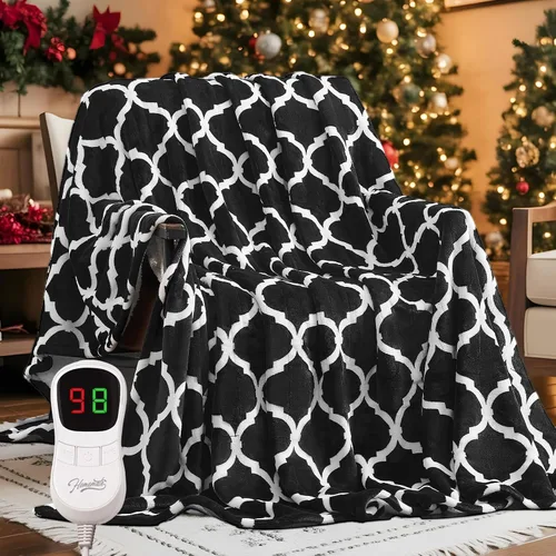 Miniatura 27 de Homemate - Manta eléctrica térmica de franela suave - 50"x60" con 10 niveles de calor rápido, 8 horas de apagado automático, protección contra