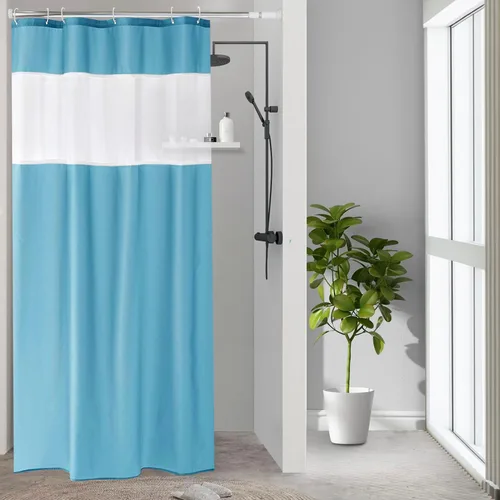 Miniatura 25 de UFRIDAY - Cortina de ducha de tela moderna en negro y blanco, 48 x 72 pulgadas, cortina de ducha de tela para baño y bañeras, lavable a máquina