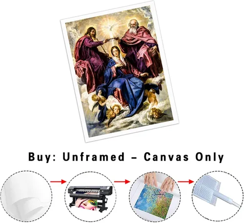 Miniatura 2 de NONBER Pintura para pared, póster de la Virgen María, Coronación de la Virgen de la Virgen, pintura en lienzo e impresiones artísticas de pared, 12
