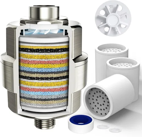 Miniatura 15 de Filtro de ducha de 20 etapas para agua dura, con 1 cartucho reemplazable, filtro de agua de ducha de alto rendimiento para eliminar cloro y flúor