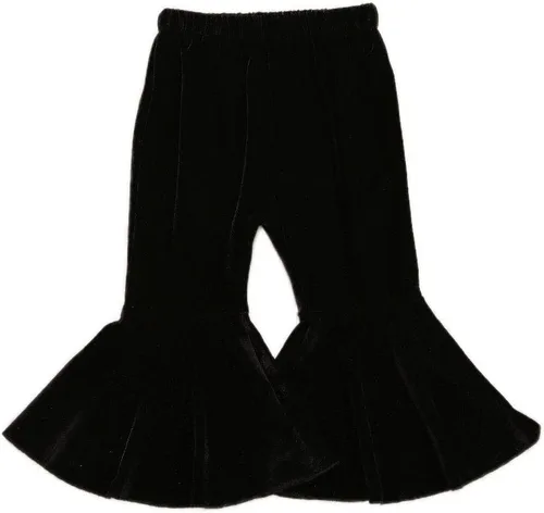GOOCHEER Pantalones de mezclilla rasgados con volantes y parte inferior acampanada, pantalones de mezclilla rasgados para niños pequeños