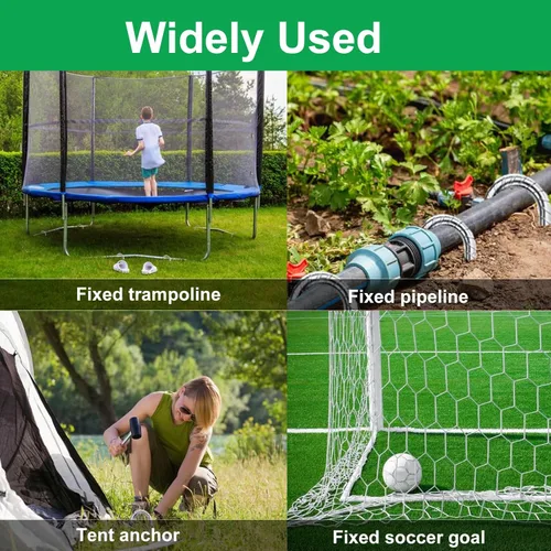 Miniatura 6 de Estacas de viento para trampolines de 12 pulgadas, estacas de refuerzo en forma de U, resistentes, anclaje de seguridad para suelo de acero