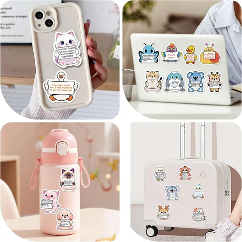 Miniatura 7 de 112 calcomanías de animales de apoyo emocional, paquete de calcomanías de afirmación para adultos, lindos amigos inspiradores para botellas de agua