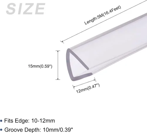 Miniatura 2 de METALLIXITY Bordes de borde (16.4 pies), 1 unidad, sello en U de PVC para tira de sellado de borde de 0.394-0.472 in, para sellos de ventana