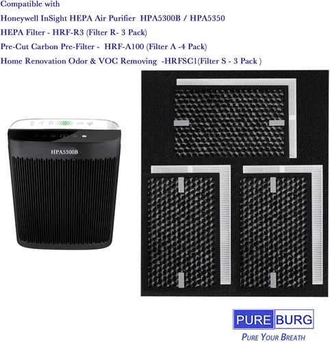 Miniatura 2 de PUREBURG Filtro HEPA de repuesto compatible con purificadores de aire Honeywell InSight HPA5300B HPA5350 y PowerPlus HPA3300, HRF-R3 (filtro R)