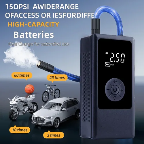 Miniatura 6 de Inflador de Neumáticos Compresor de Aire Portátil para Coche Pelota y Baloncesto para Pelotas Deportivas, Bomba de Aire Automática para Neumáticos