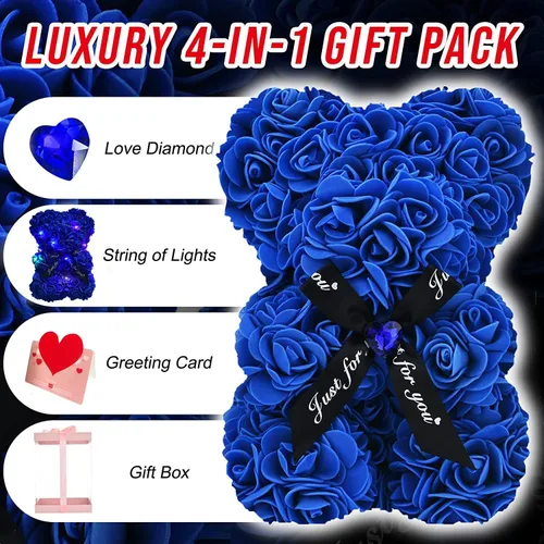 Miniatura 2 de Lgv Oso de rosas de flores, regalo romántico para el día de la madre de San Valentín, Navidad, cumpleaños, novia, madre, esposa, con diamantes Zafiro