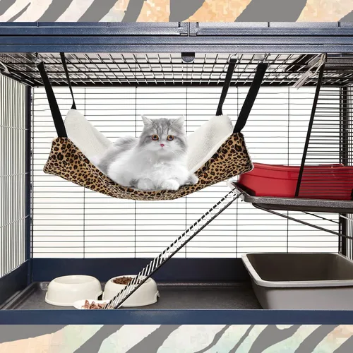 Miniatura 4 de BBTO Hamaca reversible para mascotas, hamaca colgante de felpa suave para gatos, cama de conejillo de indias, jaula para ratas, accesorios