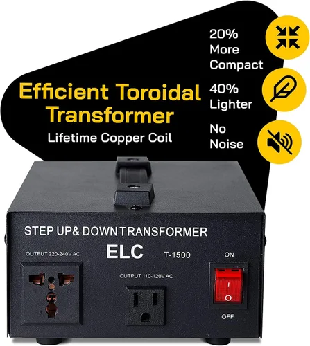 Miniatura 3 de Transformador de voltaje para aumentar o disminuir la tensión. 110 v/220 v, circuito de bloqueo de protección, de la marca ELC
