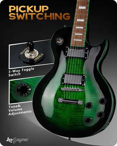 Miniatura 3 de Leo Jaymz Guitarra eléctrica serie SC - Cuerpo de caoba, diapasón de laurel, humbuckers duales, puente Tune-O-Matic, cuello C, afinadores 18:1