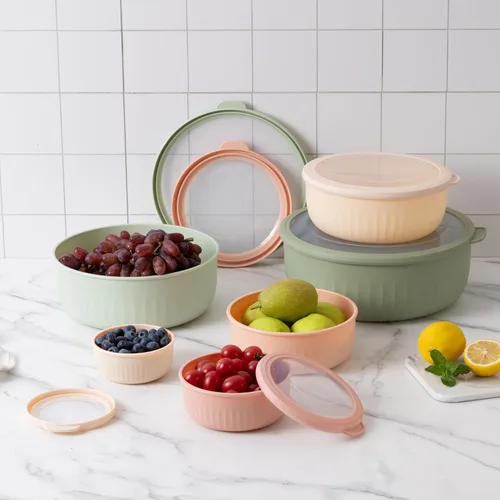 Miniatura 232 de COOK WITH COLOR Tazones de preparación con tapas - Juego de tazones pequeños de mezcla de plástico anchos y profundos anidables con tapas, juego
