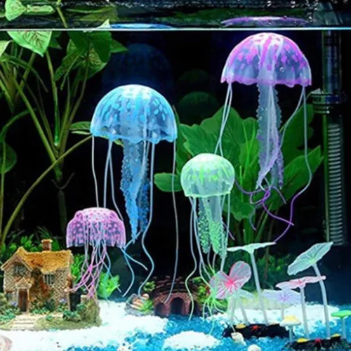 Miniatura 8 de Medusa artificial púrpura brillante adecuada para pecera, decoración de acuario, adornos populares, decoración de acuario, adornos temáticos