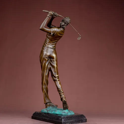 Miniatura 3 de Escultura de golfista Estatua de bronce Estatua de golf Escultura Golfista Decoración Artes Regalos Centro de mesa Estatua del hogar Chica golfista