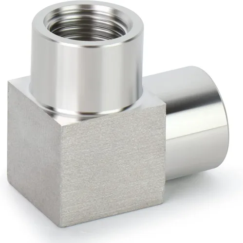Miniatura 2 de TAISHER 2 piezas de acero inoxidable 304 cuadrado codo Barstock Street de 90 grados, tubo hembra NPT de 1/8 pulgadas a tubo hembra NPT de 1/8