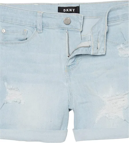 Miniatura 3 de DKNY Pantalones cortos clásicos de mezclilla con 5 bolsillos para niña