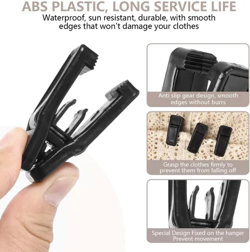 Miniatura 3 de KISEER Juego de 40 clips de plástico para colgar bebés de línea delgada para colgar ropa de terciopelo (negro)