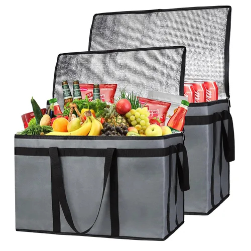 Miniatura 35 de Paquete de 1 bolsa aislada para entrega de alimentos con parte inferior dura, calentadores de alimentos comerciales XXXL para conductores de Negro