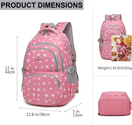 Miniatura 2 de goldwheat Mochila para niñas, bolsa de escuela intermedia, ligera, resistente al agua, Negro-a, Mochila escolar