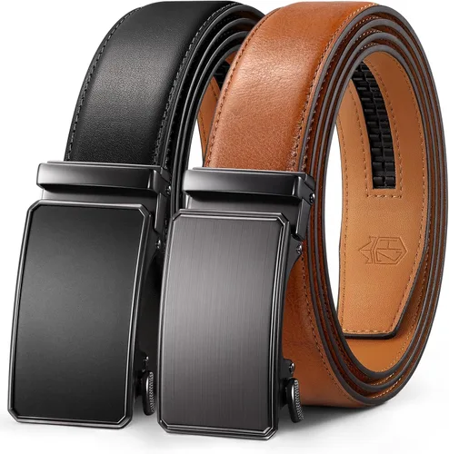 Zitahli Cinturón para hombre, paquete de 2 unidades, diseño de cinturón de cuero para trabajo, negocios y pantalones de golf casuales, accesorios