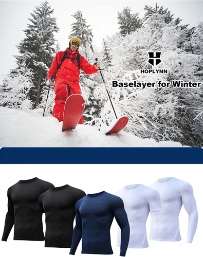 Miniatura 5 de Paquete de 45 camisas de compresión para hombre manga largacorta atlética clima frío capa base camiseta para entrenamiento deportivo