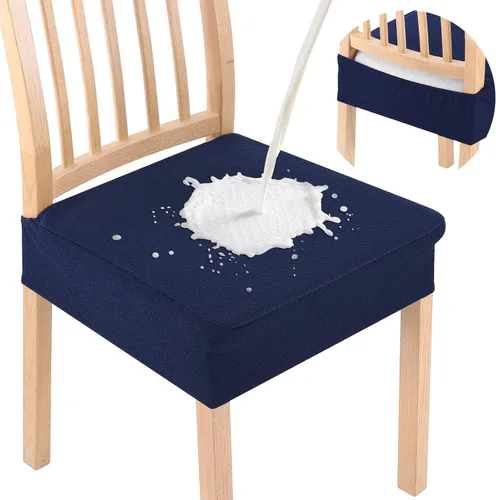Miniatura 34 de Smiry Juego de 4 fundas de asiento impermeables para sillas de comedor, tela jacquard elástica, extraíble y lavable, fundas protectoras de asiento