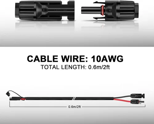 Miniatura 3 de iGreely Cable conector de panel solar de 2 pies, adaptador SAE de 10 AWG a macho y hembra, cable de extensión fotovoltaica para panel solar