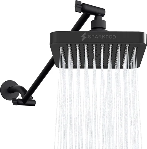Miniatura 23 de SparkPod Cabezal de ducha tipo lluvia cuadrado con brazo de extensión, cabezal de ducha de altura ajustable con rendimiento de alta presión, fácil