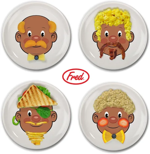Miniatura 2 de Genuine Fred, Plato de actividad de cerámica FOOD FACE, blanco, diámetro de 8.5 pulgadas