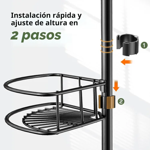 Miniatura 4 de HAMITOR Poste de tensión para regadera: organizador de estante de esquina de baño a prueba de óxido de 4 niveles para inquilinos, estante grande