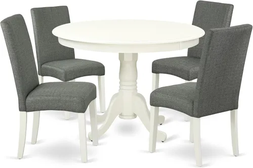 Miniatura 15 de East West Furniture HLDR3-CAP-03 Juego de mesa de comedor de 3 piezas contiene una mesa de comedor redonda con pedestal y 2 sillas Parson tapizadas
