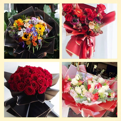 Miniatura 6 de Tenare Juego de papel de regalo de flores y cinta, 36 hojas de papel de regalo de ramo con cinta de satén de doble cara de 50 yardas para regalo