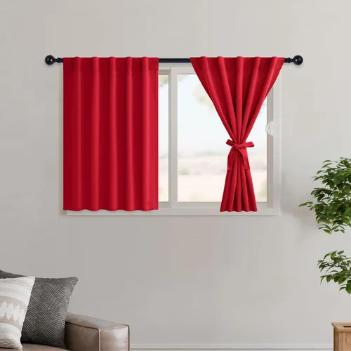 Miniatura 152 de Hiasan Cortinas opacas negras para dormitorio, cortinas opacas cortas de 45 pulgadas de largo, con aislamiento térmico, bolsillo para barra