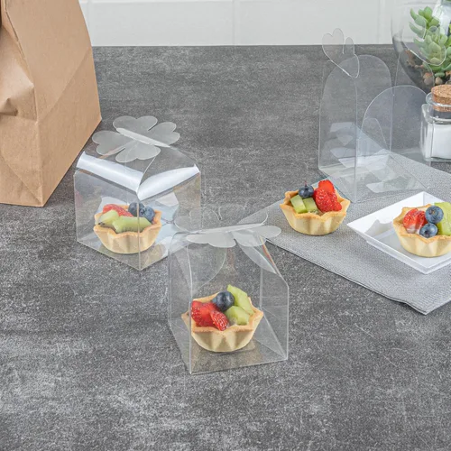 Miniatura 3 de Restaurantware - Cajas de recuerdo de boda de 2.8 x 2.4 pulgadas, 100 cajas de dulces transparentes con parte superior de trébol. Para bodas, baby